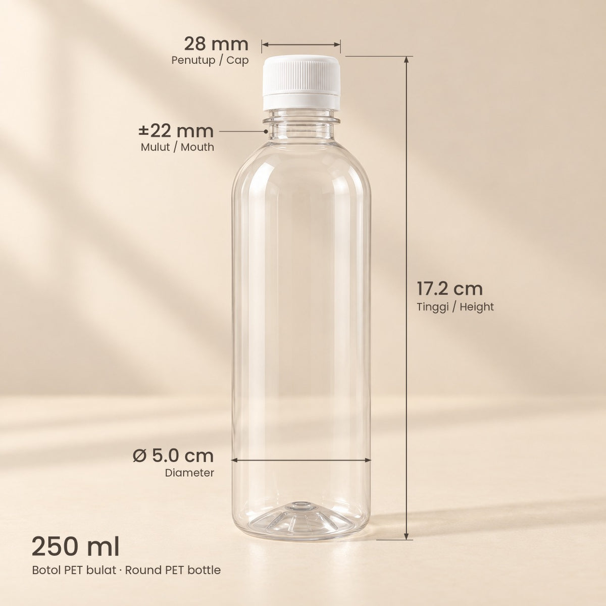 Botol Plastik PET 250ml PGB1250 (120 sebeg)