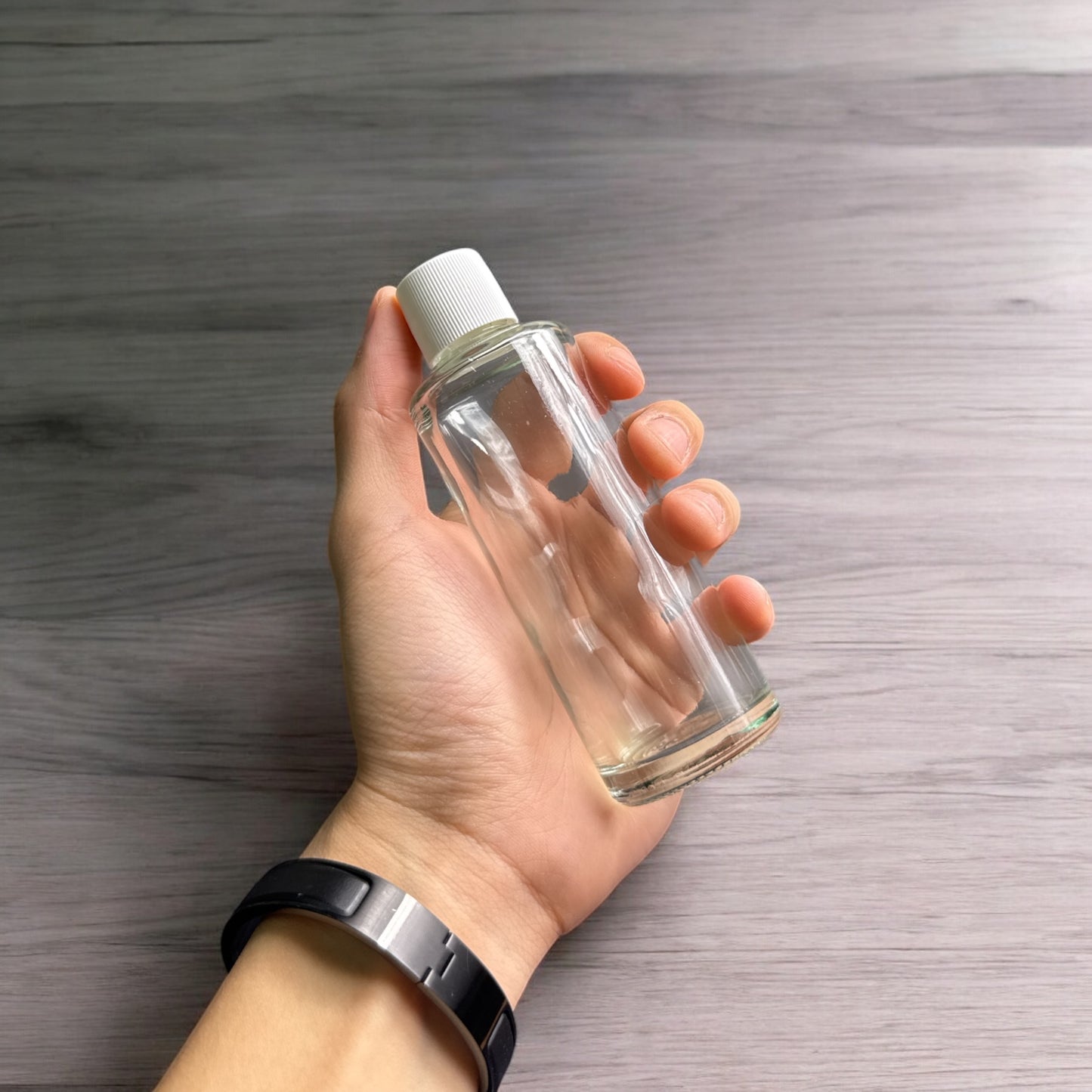 85ml Transparent Glass Bottle with White Cap + Stopper - Botol Kaca Untuk Minyak
