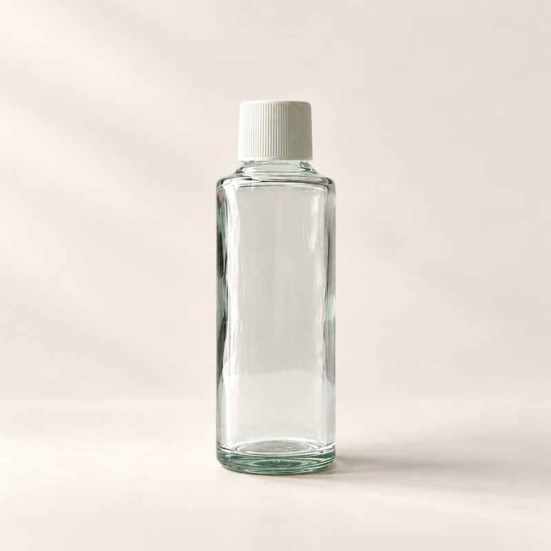 Botol Kaca Jernih 85ml WG12 dengan Penutup Putih & Penutup Dalam – Botol Kaca Minyak